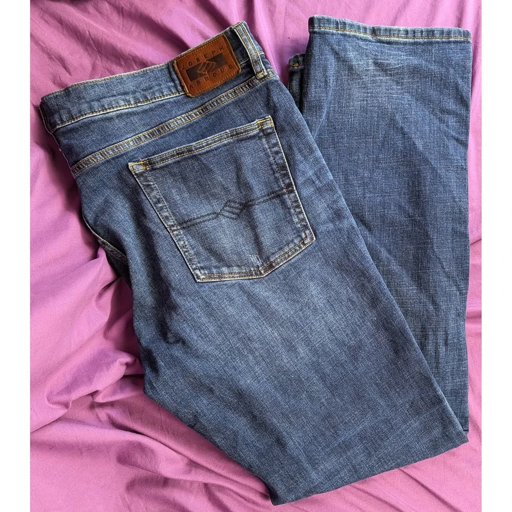 Joseph Abboud Slim Fit Medium Wash Stretch Denim 38x32 Indigo Blue Distressed